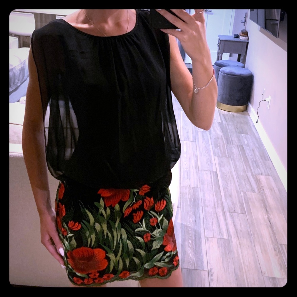 Aidan mattox floral embroidered dress